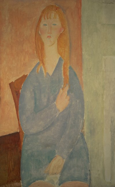 Meisje in een Blauwe Jurk door Amedeo Modigliani